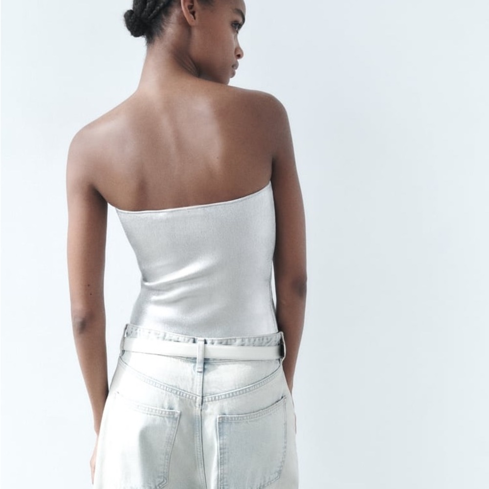 Zara Silver Knit Bustier Top - Picture 10 of 16